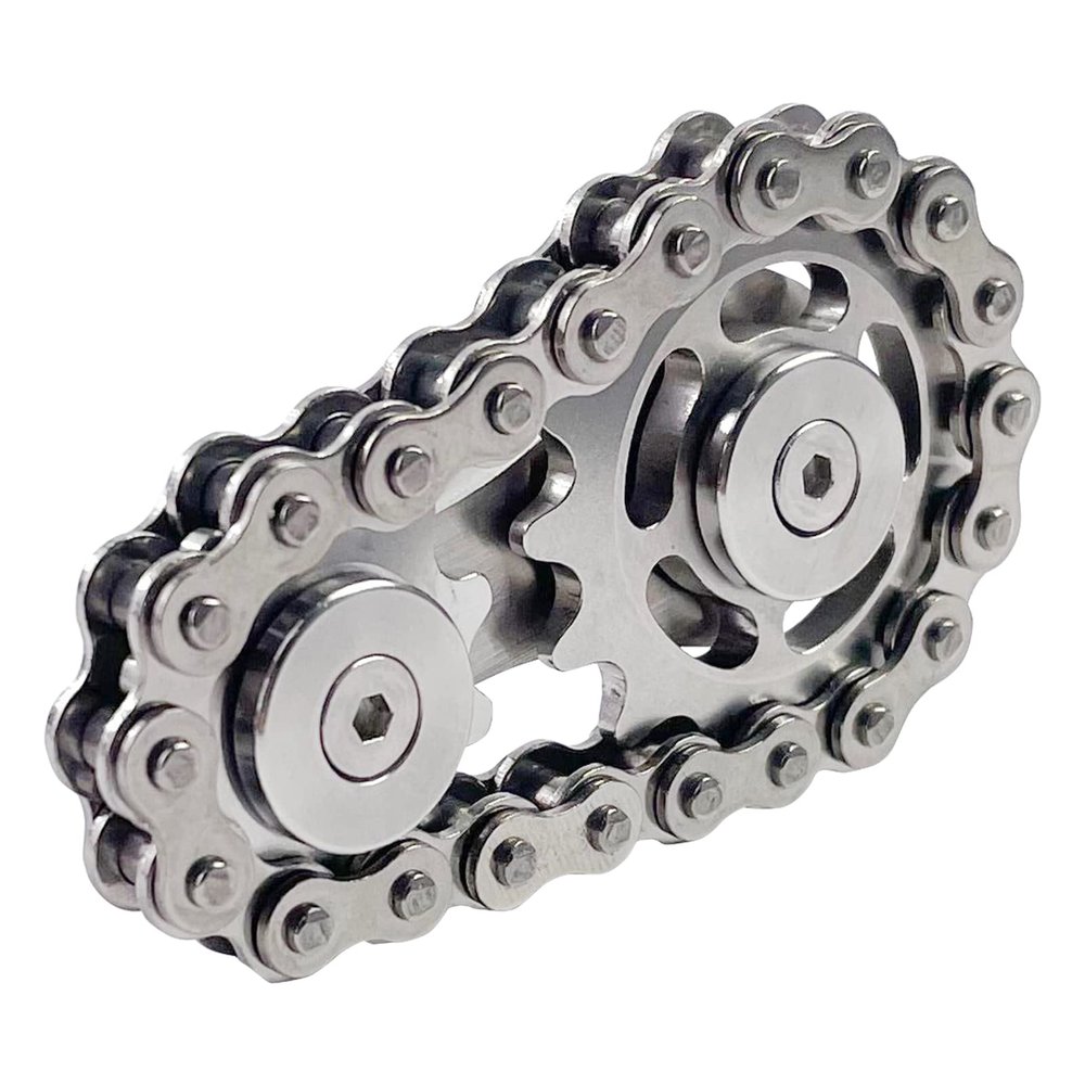 Bike Chain Gear Fidget Spinner, Metal Sprocket Chain Fidget Toy, Stress Anxiety Relief Fidget Toy for Teen Boys, Finger Spinning Toy Gifts for Him Stress Relief Sensory Items for Autism ADHD Anxiety