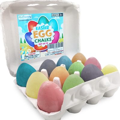 ArtCreativity Colorful Easter Sidewalk Chalk Egg for Kids Boys Girls (Pack of 12), Chalk for Toddlers, Easter Basket Stuffers Gifts Fillers & Party Favors, Easter Party Supplies & Goodie Bag Fillers