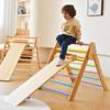 Avenlur Olive 3 in 1 Foldable Triangle Ladder and Slide - Montessori Climbing Set - Indoor Wood Climbing Gym for Children Ages 1 to 6 Years - Baby Climbing Triangle (Colorful, Large) view 1
