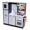 Lil' Jumbl Kids Kitchen Set, Pretend Wooden Play Kitchen, Battery Operated Icemaker, Burners, Faucet & Microwave Makes Realistic Sound & Light, Pots & Pan Included - Charcoal view 1