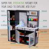 Lil' Jumbl Kids Kitchen Set, Pretend Wooden Play Kitchen, Battery Operated Icemaker, Burners, Faucet & Microwave Makes Realistic Sound & Light, Pots & Pan Included - Charcoal view 3