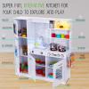 Lil' Jumbl Kids Kitchen Set, Pretend Wooden Play Kitchen, Battery Operated Icemaker, Burners, Faucet & Microwave Makes Realistic Sound & Light, Pots & Pan Included - White view 3