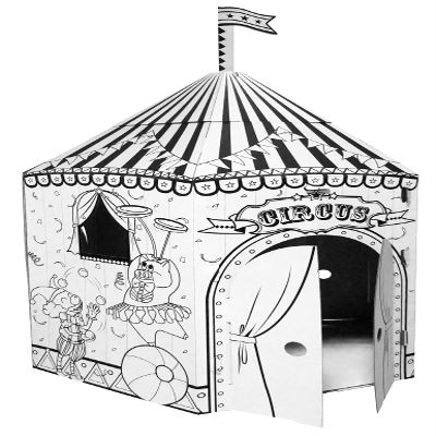 Adventure Awaits! Kids Cardboard Circus Playhouse - Color, Draw, and Customize - Great for Playtime and Arts-and-Crafts Time