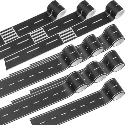 Haconba 10 Rolls 16.4 Feet Road Tape Black Road Tapes for Kids Toy Car Track Racing Party Decoration (Style Set 1)