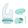 Bazzle Baby Silicone Baby Feeding Set  Baby Led Weaning Supplies with Suction Plate, Bowl with Lid, Bib & Spoon  Baby Feeding Essentials for 6-12 Months, Baby Plates and Utensils Set (Blue) view 1