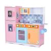Lil' Jumbl Kids Kitchen Set, Pretend Wooden Play Kitchen with Chalk Board, Play Phone, Towel Rack & Ice Dispenser, Clicking Knobs, Pots & Utensils Included - Colorful view 1
