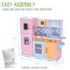 Lil' Jumbl Kids Kitchen Set, Pretend Wooden Play Kitchen with Chalk Board, Play Phone, Towel Rack & Ice Dispenser, Clicking Knobs, Pots & Utensils Included - Colorful view 2