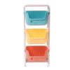 YIYIBYUS Kids Toy Box Storage Organizer 3-Tier Utility Rolling Cart with Universal Wheels, Cute Smiley Design, Doll Toys Snacks Bins Rack Shelf for Children's Rooms, Living Rooms view 4