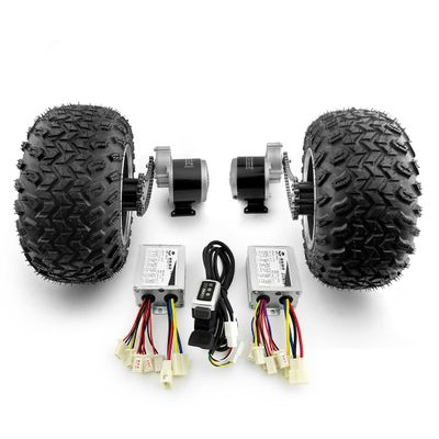 L-faster Dual 10 Inch Off-Road Fat Wheel 350W Geared Motor Chain Drive Kit Reverse Switch for Sand Buggy Wagon Bike (36V350W Max 8kph)