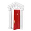 Wooden Dollhouse Door, Miniature Birch Wood Door with Decorative Fan Window, 1:12 Scale Door for Dollhouse, DIY Home Decoration Accessory (Red) view 1
