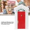 Wooden Dollhouse Door, Miniature Birch Wood Door with Decorative Fan Window, 1:12 Scale Door for Dollhouse, DIY Home Decoration Accessory (Red) view 2