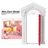 Wooden Dollhouse Door, Miniature Birch Wood Door with Decorative Fan Window, 1:12 Scale Door for Dollhouse, DIY Home Decoration Accessory (Red) view 3