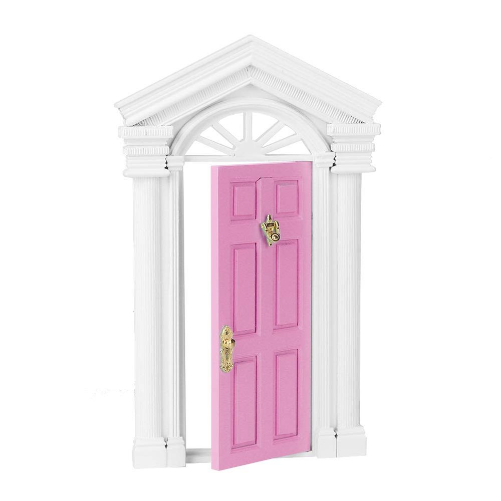 SPYMINNPOO 1:12 Dollhouse Wooden Door, Miniature Little Mini Fairy Wood Birch Door Doll House Decoration Accessory Cargostrap Doll House(?