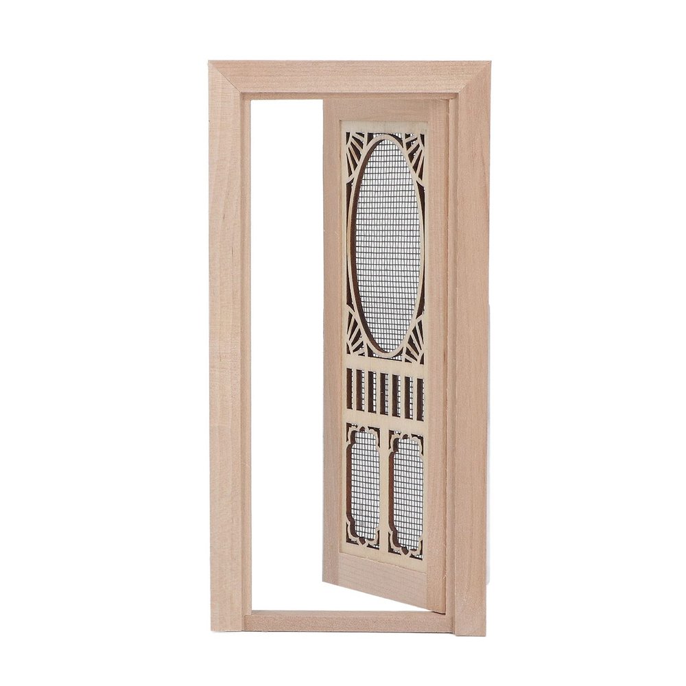 Doll House Screen Door, Lightweight 1:12 Service Life Exquisite Details Birch Dollhouse Furniture for Home