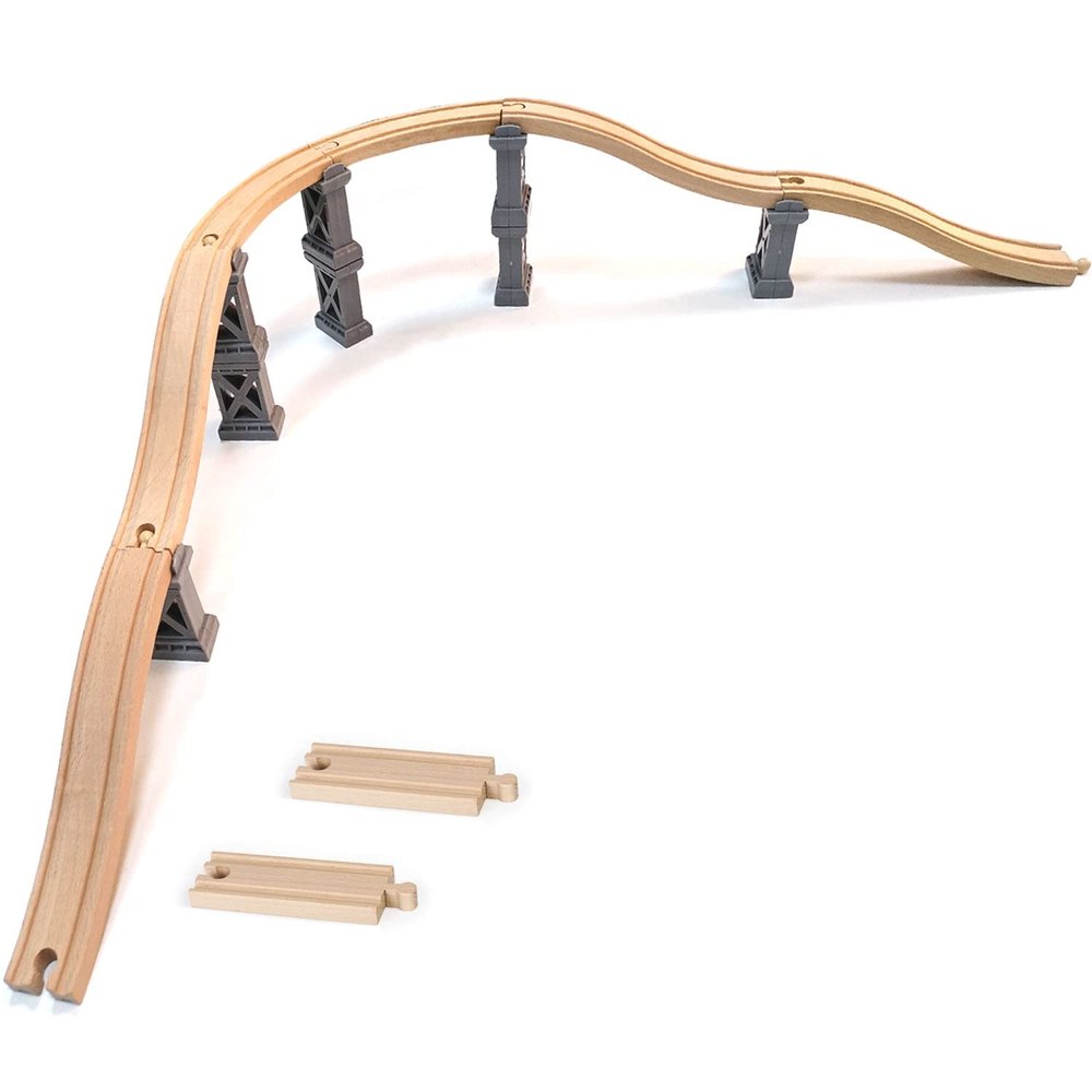 Wooden Train Bridges, Viaduct Bridge, Wooden Train Track Accessories, Wood Train Tracks, Train Tracks Compatible with All Major Brands, Wood Toys for Girls & Boys