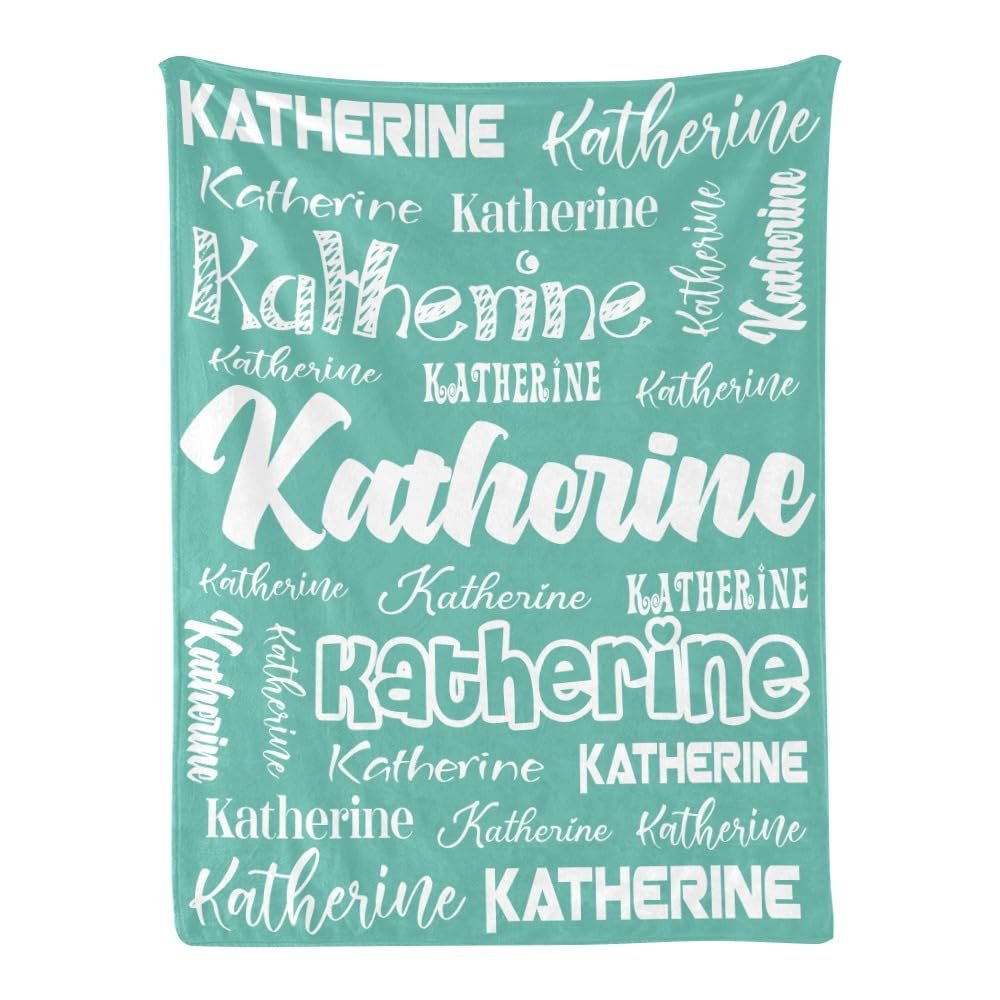 attentive Arts Personalized Blanket Custom Baby Blanket with Name Personalized Name Blanket for Adults Kids Family (Light Green, 50 x 60)
