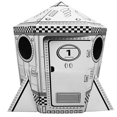 Adventure Awaits! Kids Cardboard Rocket Playhouse - Color, Draw, and Customize - Great for Playtime and Arts-and-Crafts Time