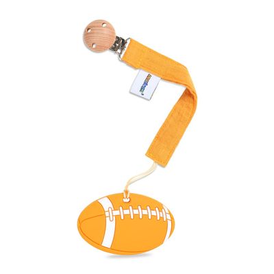 AmazingM Baby Food Grade Silicone Sports Shape Teether Toy with Pacifier Clip Holder,Teething Pain Relief Toys Gift Set for 3 Months+ Boys and Girls,Freezer Safe,BPA Free (American Football)