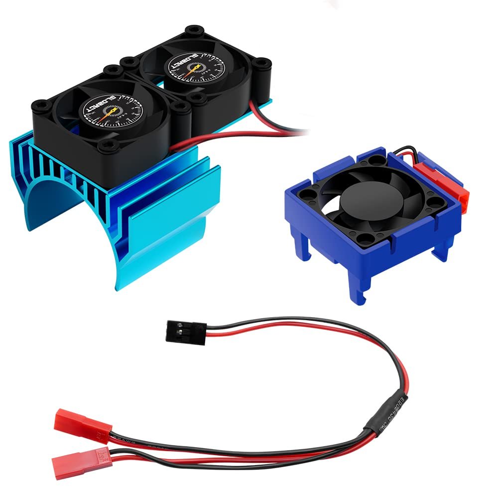 GLOBACT VXL-3s ESC Dual Fan Set for 1/10 Slash 4x4 Stampede Rustler Velineon VXL-3s Cooling Fan (Blue)