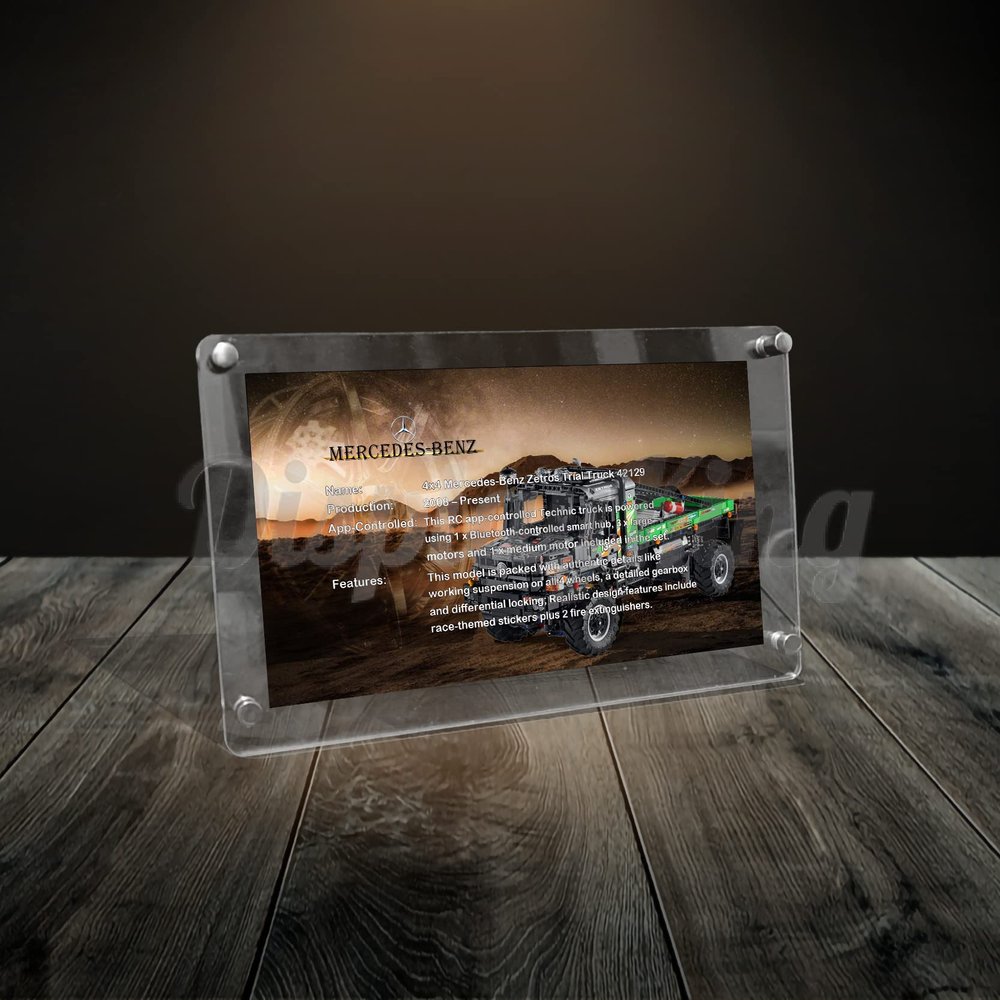 Acrylic Display Photo Frame for 4x4 Mercedes-Benz Zetros Trial Truck 42129 (Model Set is not Included)