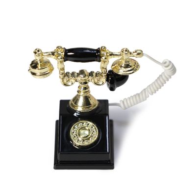 Dollhouse Telephone 1:12 Miniature Vintage Rotary Phone Model Desk Decoration Retro Mini Accessorries for Artificial House Living Room Scene (Black)