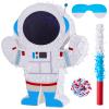 Meooeck Astronaut Piata 14.5 x 12.2 x 2.95 Inch Outer Space Party Decorations Space Themed Party Supplies with Plastic Stick Paper Blindfold Confetti for Birthday Kids Boys Girls Decoration view 1