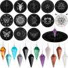 Meooeck 24 Pcs Crystal Pendulums Board Bulk Set 12 Wood Pendulum Board 6 Inches and 12 Dowsing Gemstone Pendants Divination Communication Tools for Beginners Witchcraft Altar Supplies, White and Black view 1