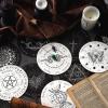 Meooeck 24 Pcs Crystal Pendulums Board Bulk Set 12 Wood Pendulum Board 6 Inches and 12 Dowsing Gemstone Pendants Divination Communication Tools for Beginners Witchcraft Altar Supplies, White and Black view 4