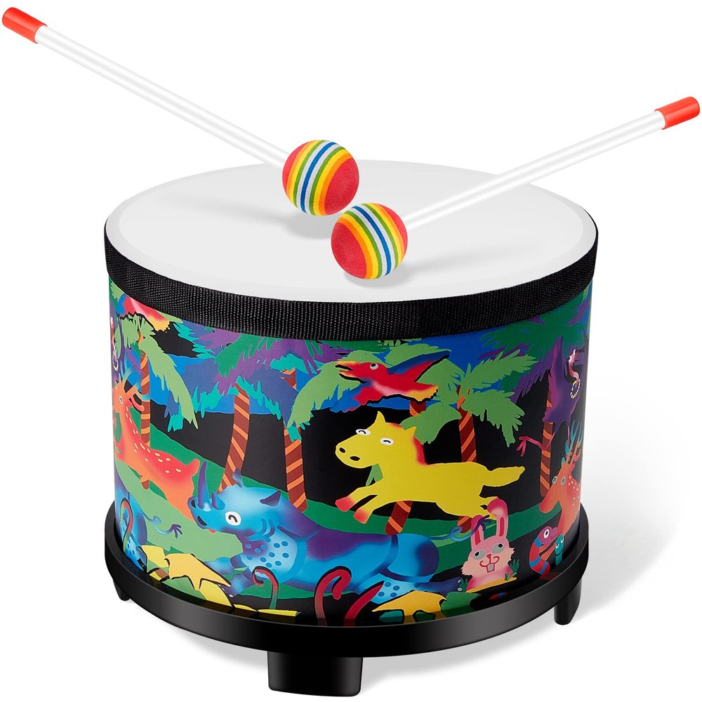 Floor Tom Drum 8 Inch Music Drum with 2 Sticks, Musical Kids Instruments Set Percussion Instruments for Children Boy Girl Baby Toddler Gifts Birthday