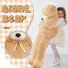 Meooeck Giant Bear 5 Feet Big Giant Large Stuffed Bear 59'' Plush Cute Huge Tall Light Brown Stuffed Valentines Day Gift for Girlfriend Wife Lover Birthday Present view 3