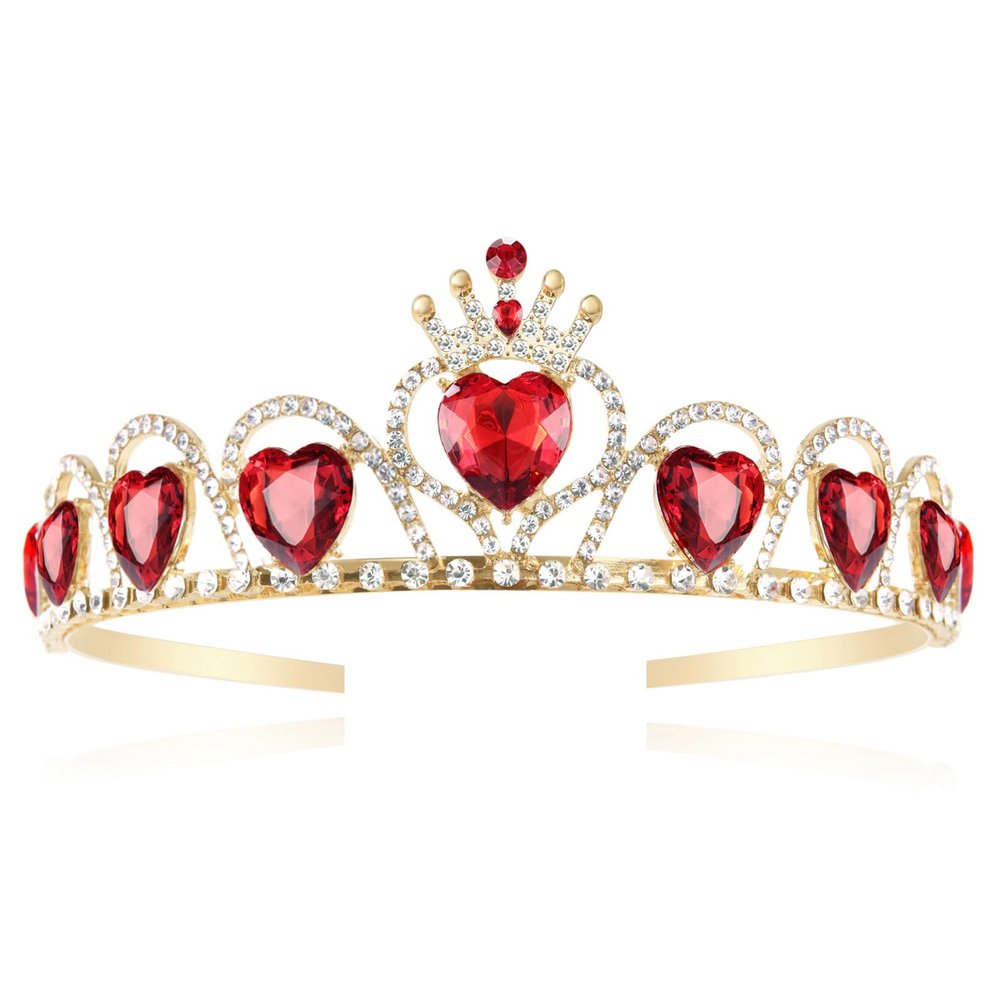 Descendant Queen of Hearts Costume Descendant 4 Gold Tiara Jewelry Set Rise of Red Cosplay for Girls Teen Halloween