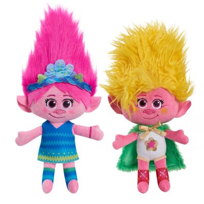 DREAMWORKS TROLLS Band Together 8-inch Small Plush Poppy and Viva 2-Piece Set, Stuffed Animals, Holiday Stocking Stuffers, Gifts, Presents, Kids Toys for Ages 3 Up by Just Play
