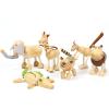 6 Pack Bendable Wooden Animal Figurines - Smooth Natural Wood Zoo & Jungle Safari Animals - Preschool Learning & Education Toys for Toddlers & Kids view 2