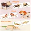 14 Pack Bendable Wooden Animal Toys, Smooth Natural Wood Zoo Farm Jungle Safari Animals Figures, Preschool Learning & Education Toys for Toddlers Kids view 3