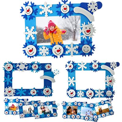 4E's Novelty Foam Snowflake Picture Frame Craft (12 Pack) Bulk Christmas Winter Crafts for Kids Toddlers 3-12, Individually Wrapped Arts & Crafts for Classroom