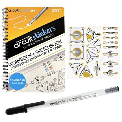 Circuit Scribe Sticker Kit | Circuit Drawing Conductive Ink Pen & 11 Electronic Sticker Modules for Future Inventors | 27 Lessons Workbook | Learning & Education STEM Toy for Ages 8+