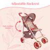 Baby Doll Stroller for Toddler Girls & Big Kids up to 8 Years Old | 28 Baby Stroller for Dolls, Toy Baby Stroller with Cute Coral Floral Print, Mesh Storage Basket, Canopy, Handle Grips, Rubber Tires view 3