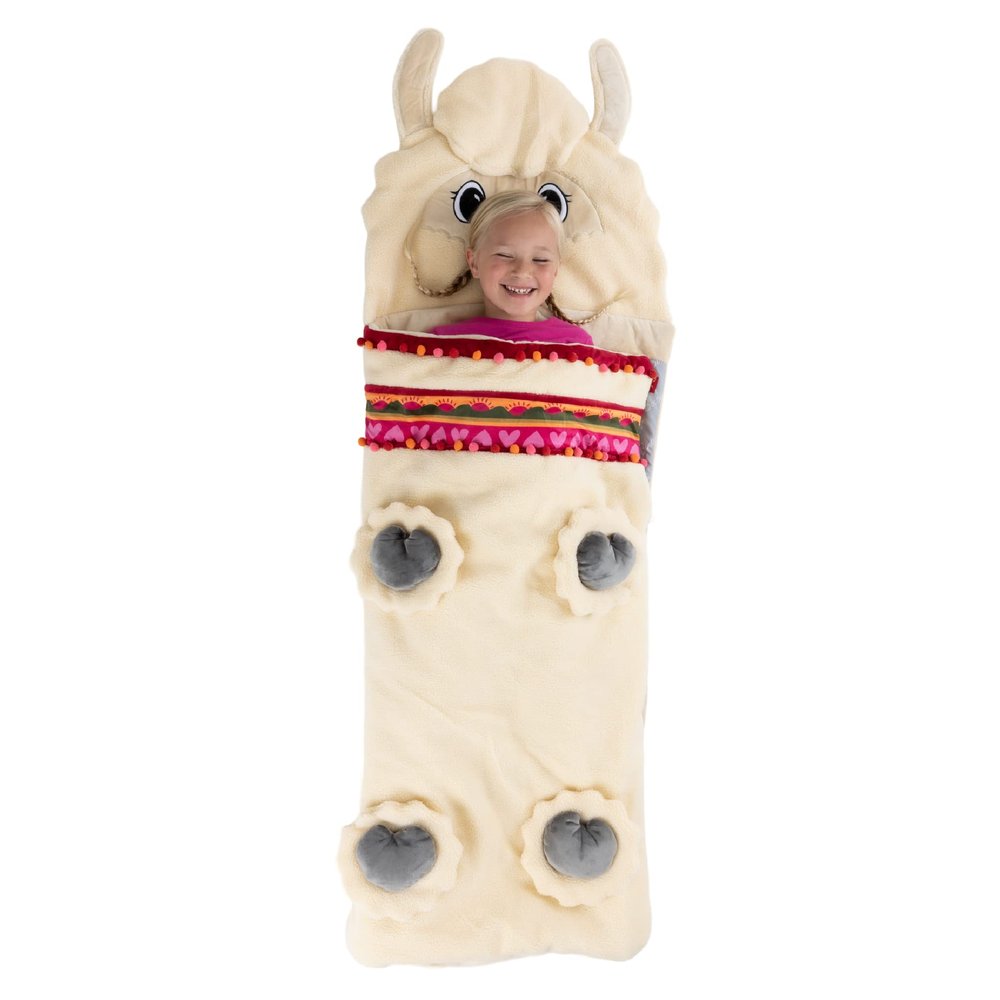Bixbee Alpaca Sleeping Bag for Kids Ages 3+, Soft Toddler Sleeping Bag with Carrying Handle | Machine Washable Soft Slumber Bag for Naptime, Daycare