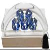 Cyber-Deals Craps Dice Kit: Set of 5 Authentic Nevada Casino Dice with Storage Pouch + Acrylic Dice Boat Bundle (Las Vegas The D - Blue Polished) view 1