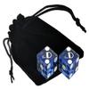 Cyber-Deals Craps Dice Kit: Set of 5 Authentic Nevada Casino Dice with Storage Pouch + Acrylic Dice Boat Bundle (Las Vegas The D - Blue Polished) view 3
