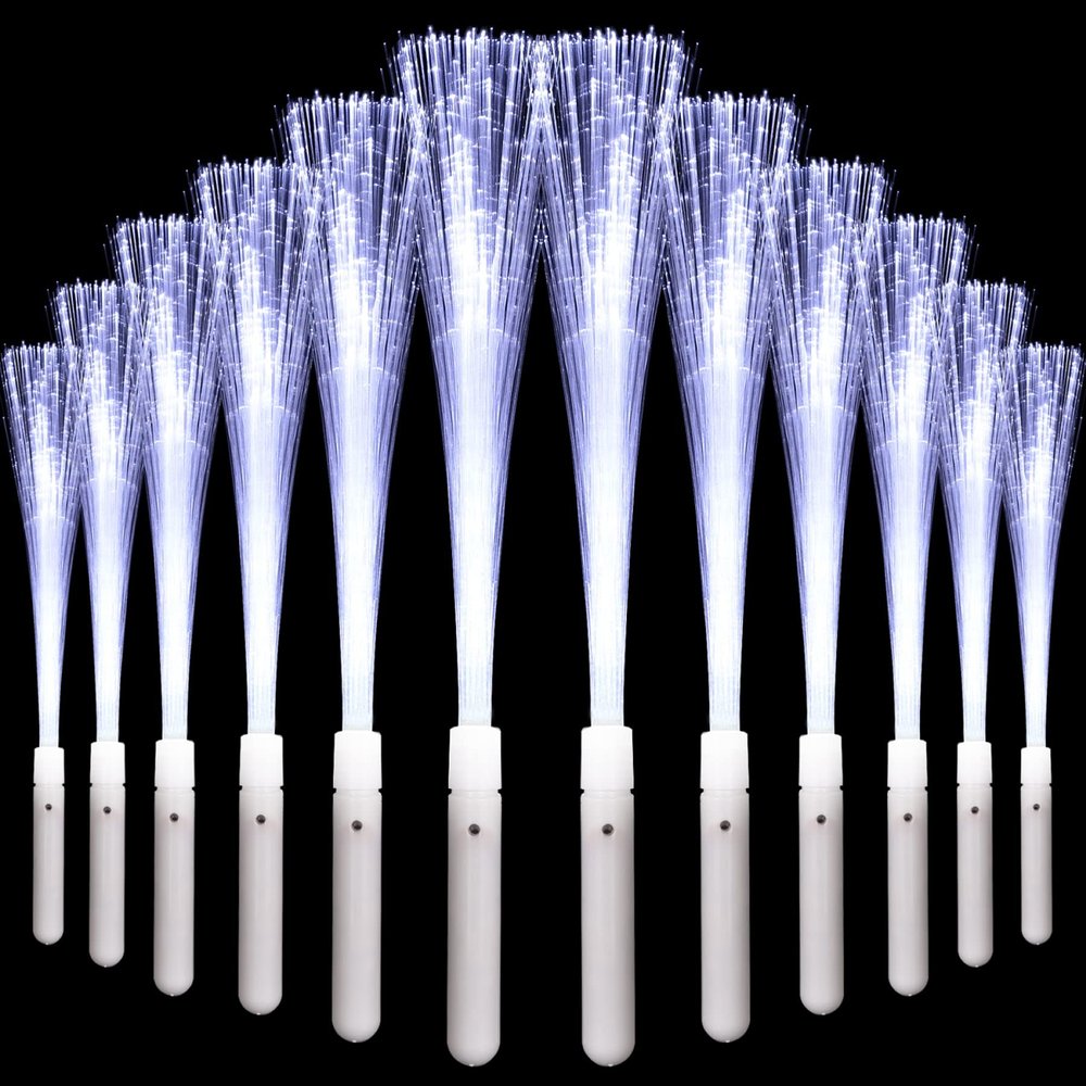 36 Pack Glow Sticks Light Up Fiber Optic Stick Glow Wands Bulk with 3 Flashing Models for Christmas July 4th Party Favors Birthday Wedding Bachelorette Concerts Clubs (36 White)