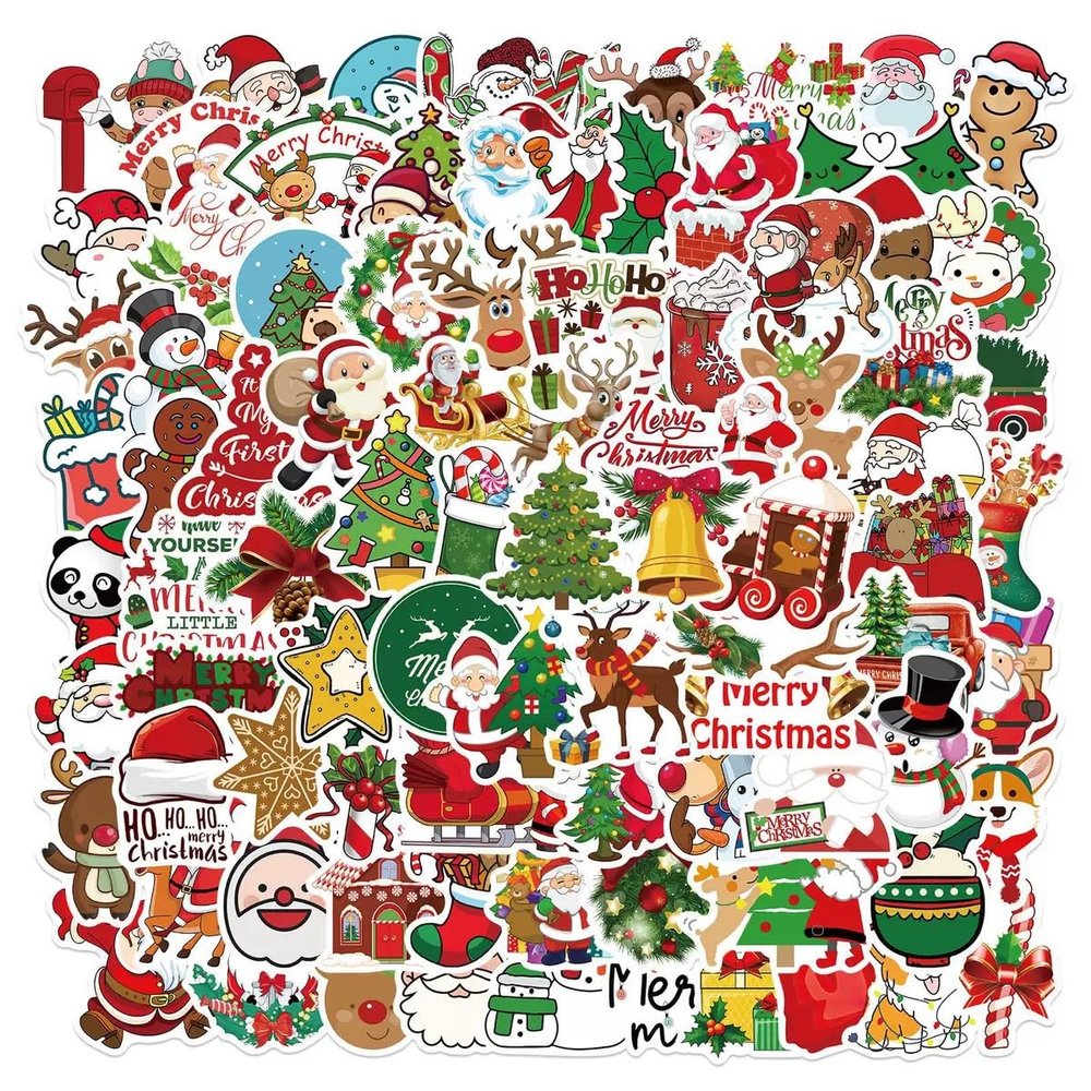 100 Pcs Christmas Stickers by Taeekiy,Cute Happy Holiday Stickers for Water Bottles,Laptop,Phone Etc.Winter Xmas Stickers for Adults Boys Girls