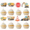 32 Pack Construction Cupcake Toppers Dump Truck Excavator Tractor Party Stop Sign Cupcake Picks Kids Birthday Construction Theme Baby Shower Party Cake Decorations Supplies view 1