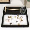 Ebros Desk Wu Xin No Mind Void Serenity Meditation Zen Garden Kit with Accessories Set Rocks and Sand Garden with Rake and Tea Light Candle Holder Tai Chi Yoga Spiritual Well Being view 2