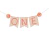 Baby First Birthday Felt Banner - Children's First Year and Baby Bedroom Decoration, High Chair and Birthday Party Decoration, Small Name Felt Flag Square Banner with Pompoms view 1