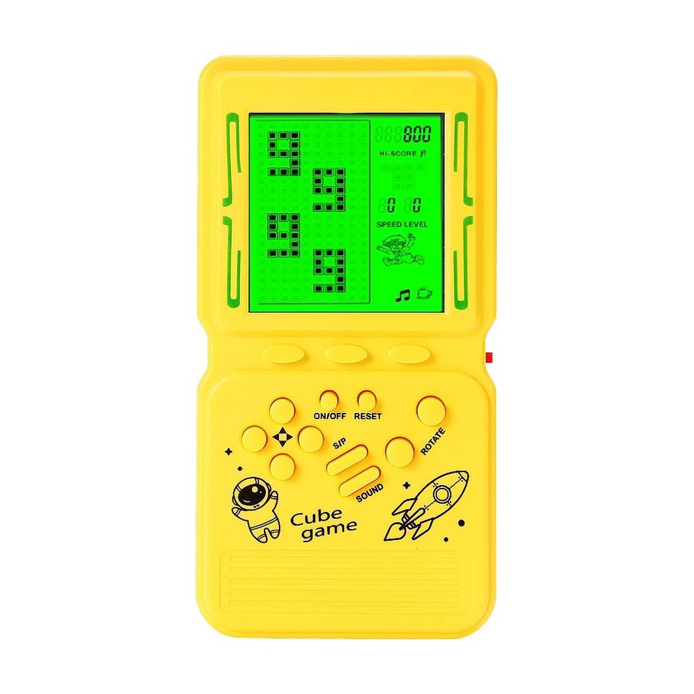 CZT New Block Game Console Green Backlight Large Screen More Convenient for Playing Games Classic Nostalgia Puzzle Built-in 999 in 1 Brick Game Children's Gift (Yellow)