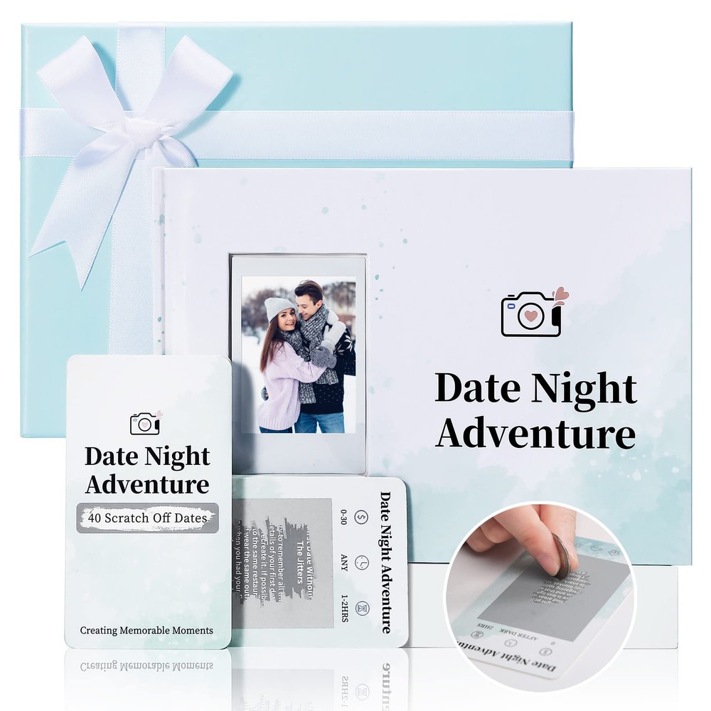 40 Date Ideas for Couples, Unique Scratch Off Date Night Games with Adventure Keepsake Album Book,Romantic Couple Valentines Day Gifts for Him Boyfriend Anniversaries,Wedding Gifts for Bride Husband