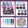 Jexine 128 Pcs Music Theme Party Supplies Include 12 Silicone Bracelets, 12 Keychains, 12 Badges, 12 Pencils, 12 Drawstring Bag, 18 Spiral Notepads, 50 Musical Stickers for Kids Birthday Party (Music) view 2