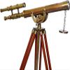 Double Barrel Antique Victorian Telescope with Wood Tripod Nautical Floor Standing Telescopes for Home Decor view 1