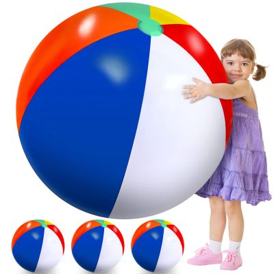 27 Inch Rainbow Beach Balls Giant Inflatable Large Pool Beach Balls Inflatable Swimming Pool Toys for Summer Water Games(4 Pcs)